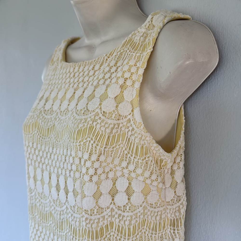 Jessica Howard yellow white lace overlay sleeveless pencil dress size 6P - Picture 5 of 16